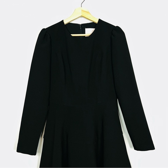 Gal Meets Glam sz 4 Celeste Fit n Flare Dress Long Sleeve Tiered Classic Black - Picture 3 of 7